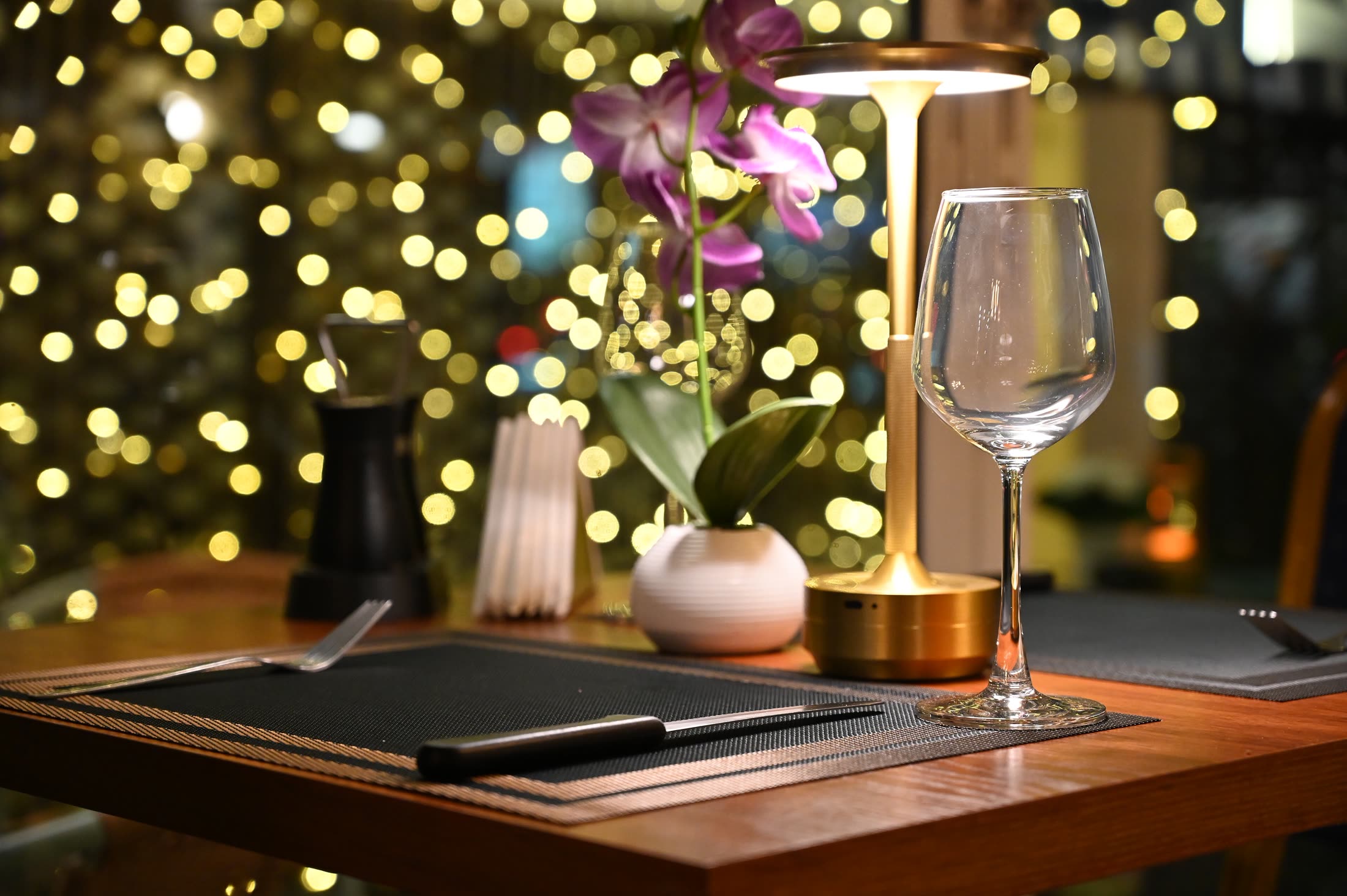A quiet table set for two